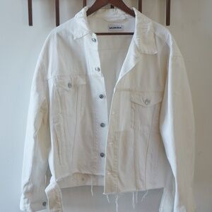Balenciaga White Denim Jacket Size 38 (M) Logo Buttons and  Embroidery 2018